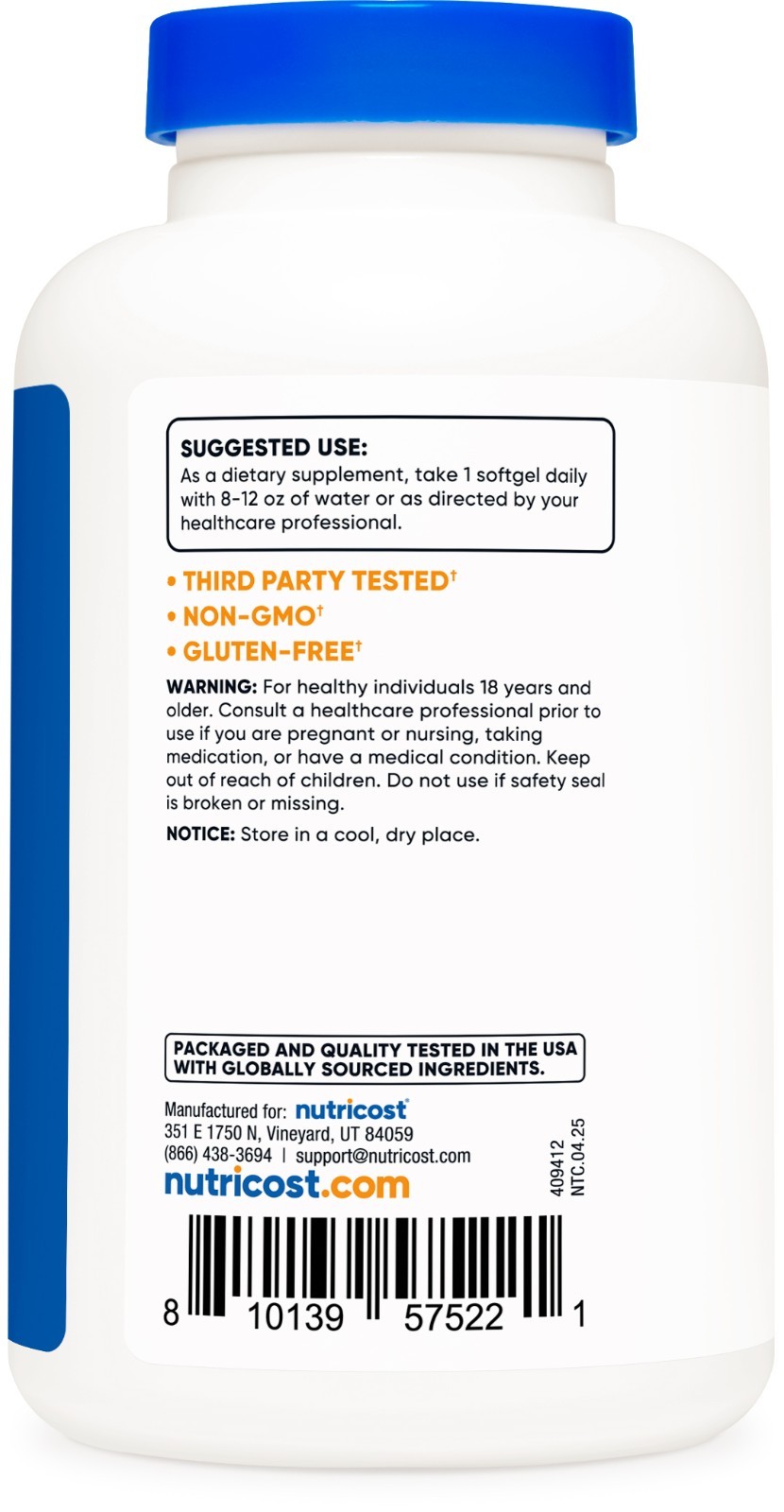 Nutricost Flaxseed Oil 120 Softgels, 1200mg per serving – GMO-Free, Gluten-Free