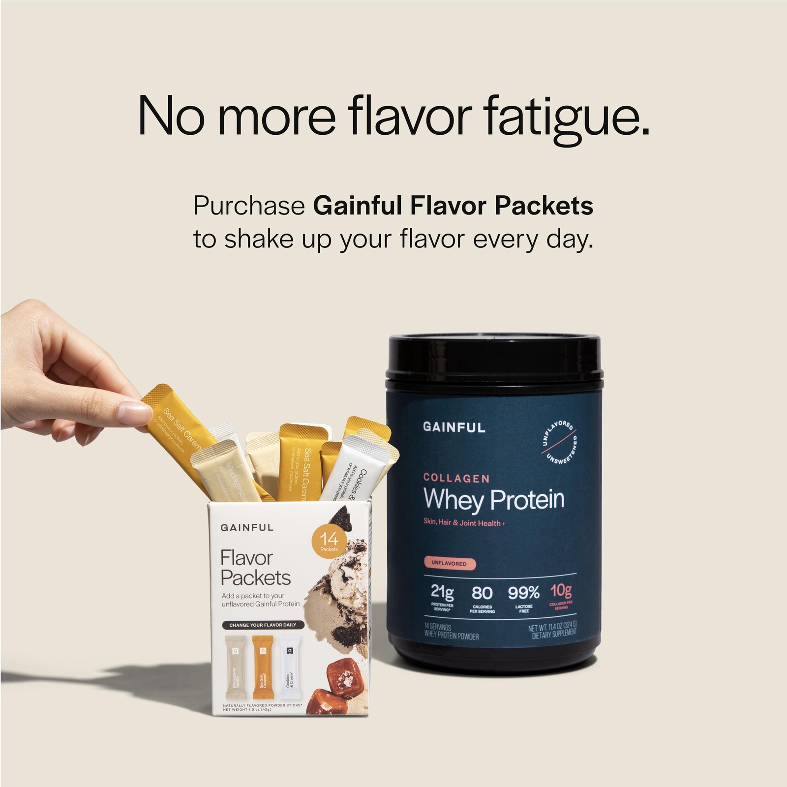 Gainful Collagen Whey Protein Powder Unflavored 21g Protein Muscle/Joint/Skin 14