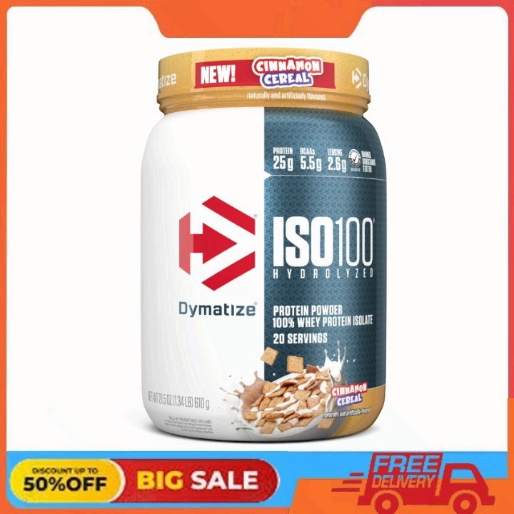 Dymatize ISO100 Hydrolyzed Whey Isolate Protein Powder, Cinnamon Cereal, 20 Ser