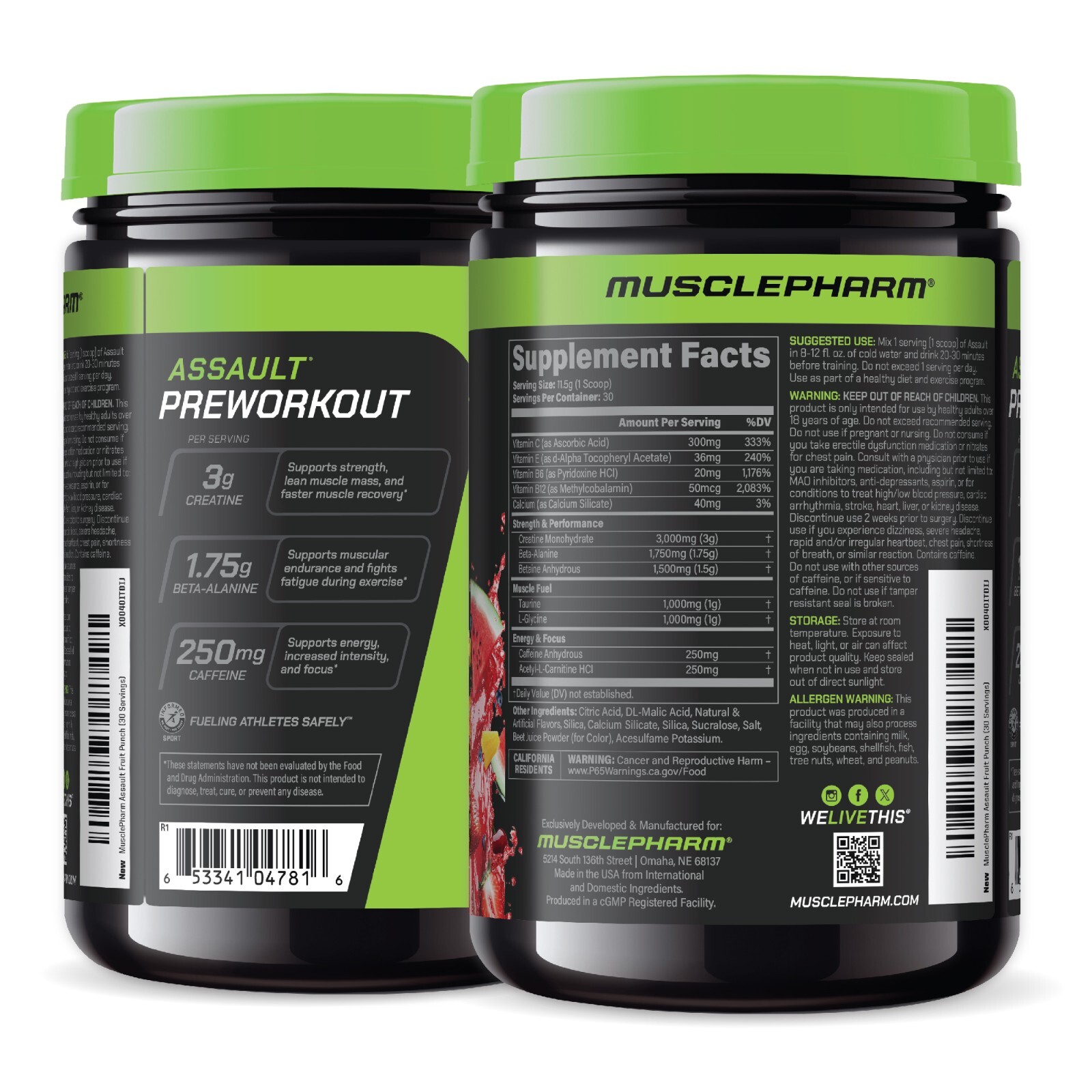 MusclePharm Assault Energy & Strength Pre Workout – 30 Servings, Fruit Punch