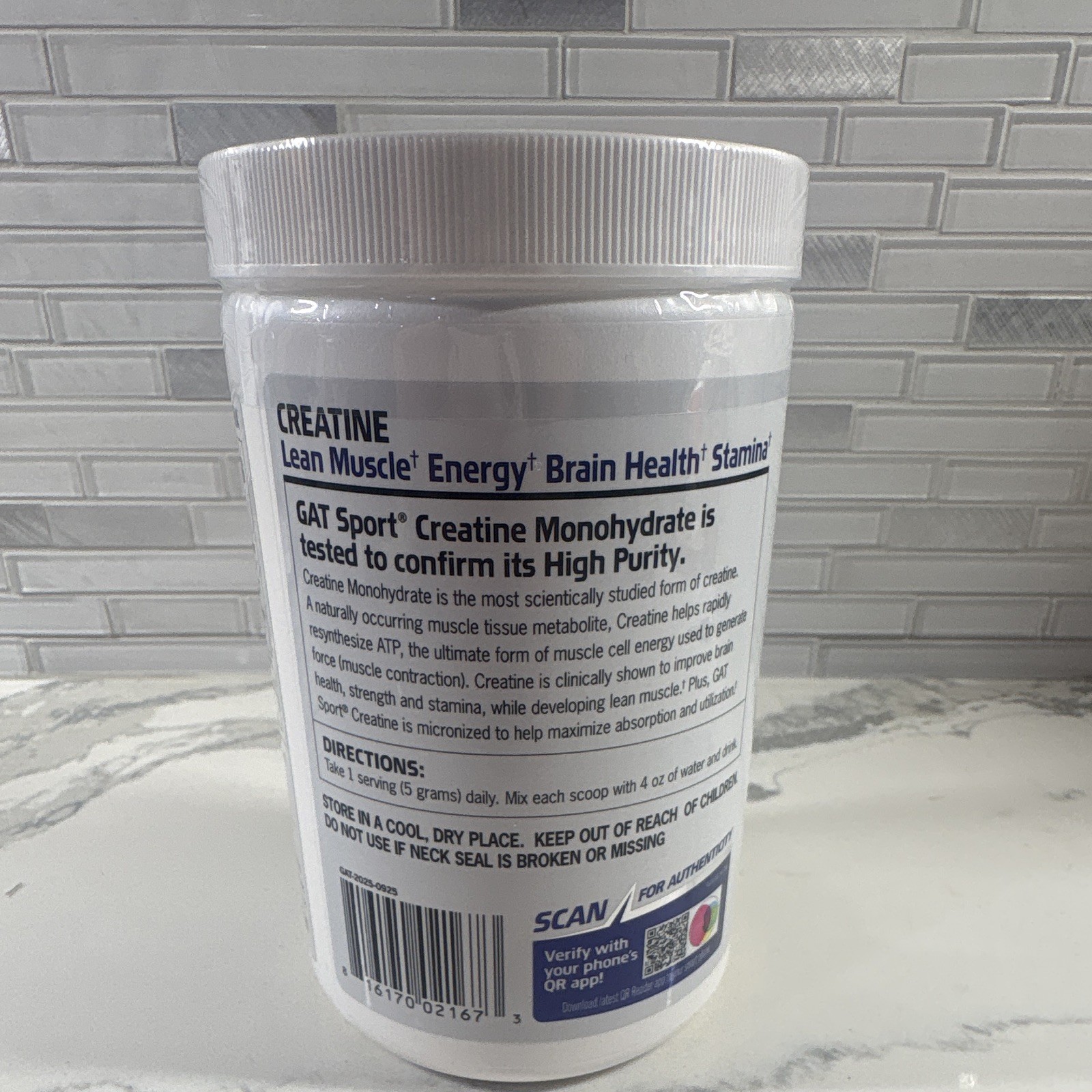NEW*GAT Sport Creatine Monohydrate Micronized Powder Unflavored 300g 60 Servings
