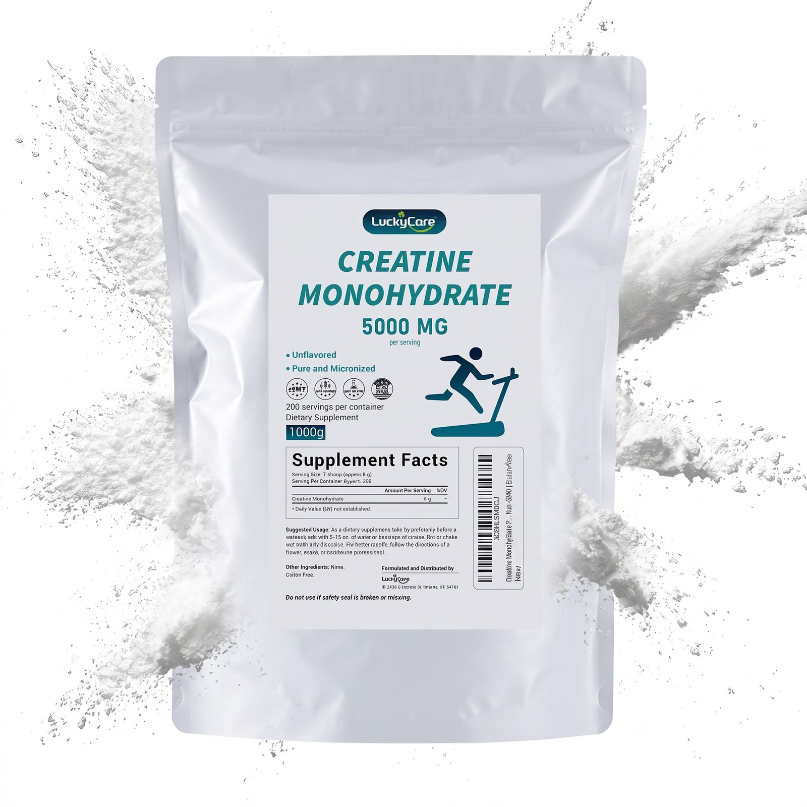 Pure Creatine Monohydrate 2.2lbs – Powder Micronized 200 Servings 5g Per Serving