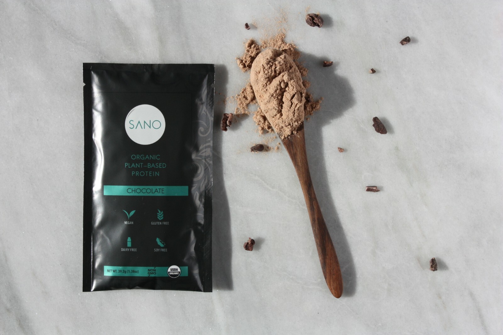 SANO Organic Vegan Plant-Based Protein Powder, Chocolate (14 Servings)
