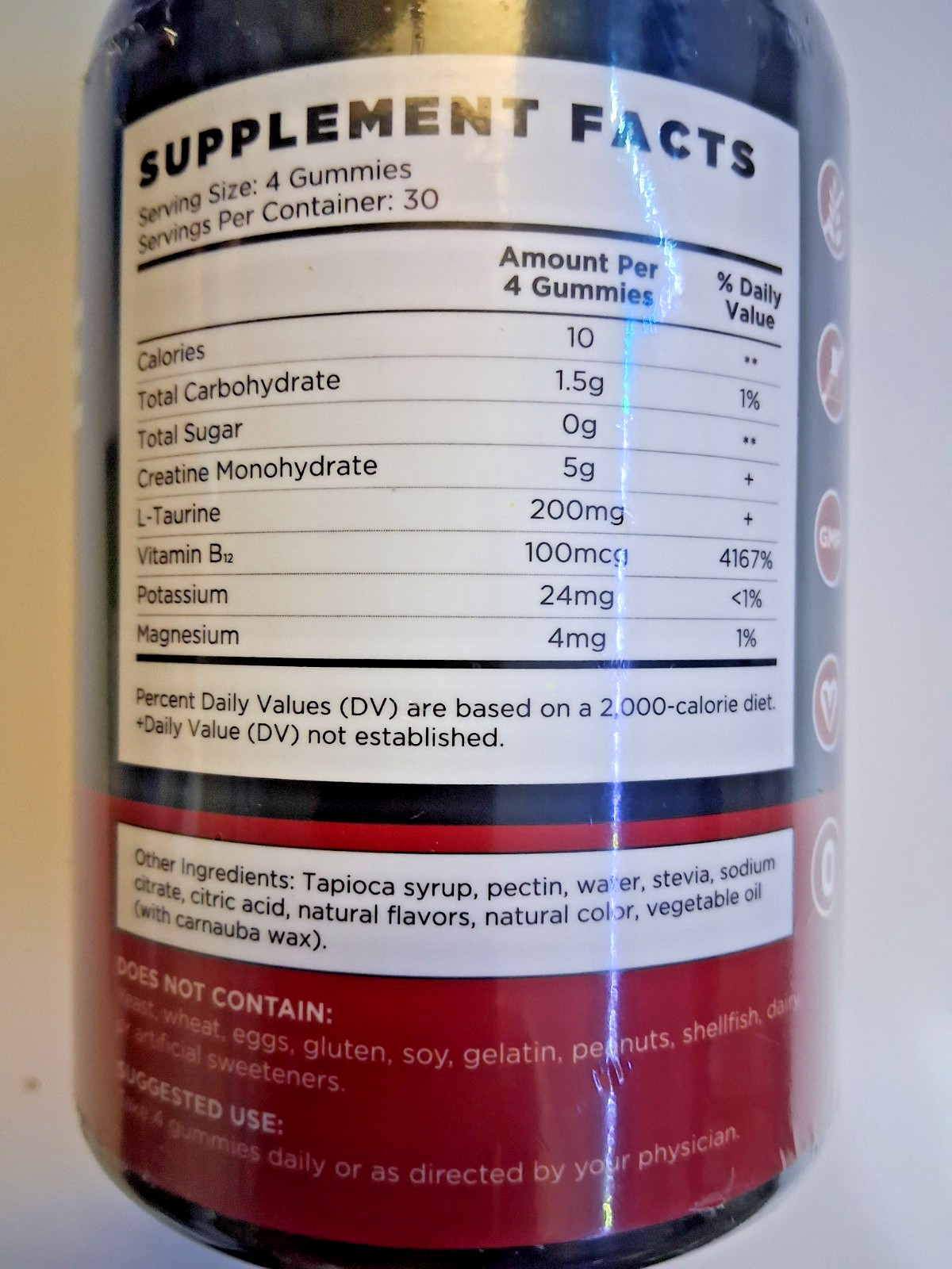 Creatine Monohydrate Gummies 120 Count Raspberry 5g Creatine Veggie Gummies