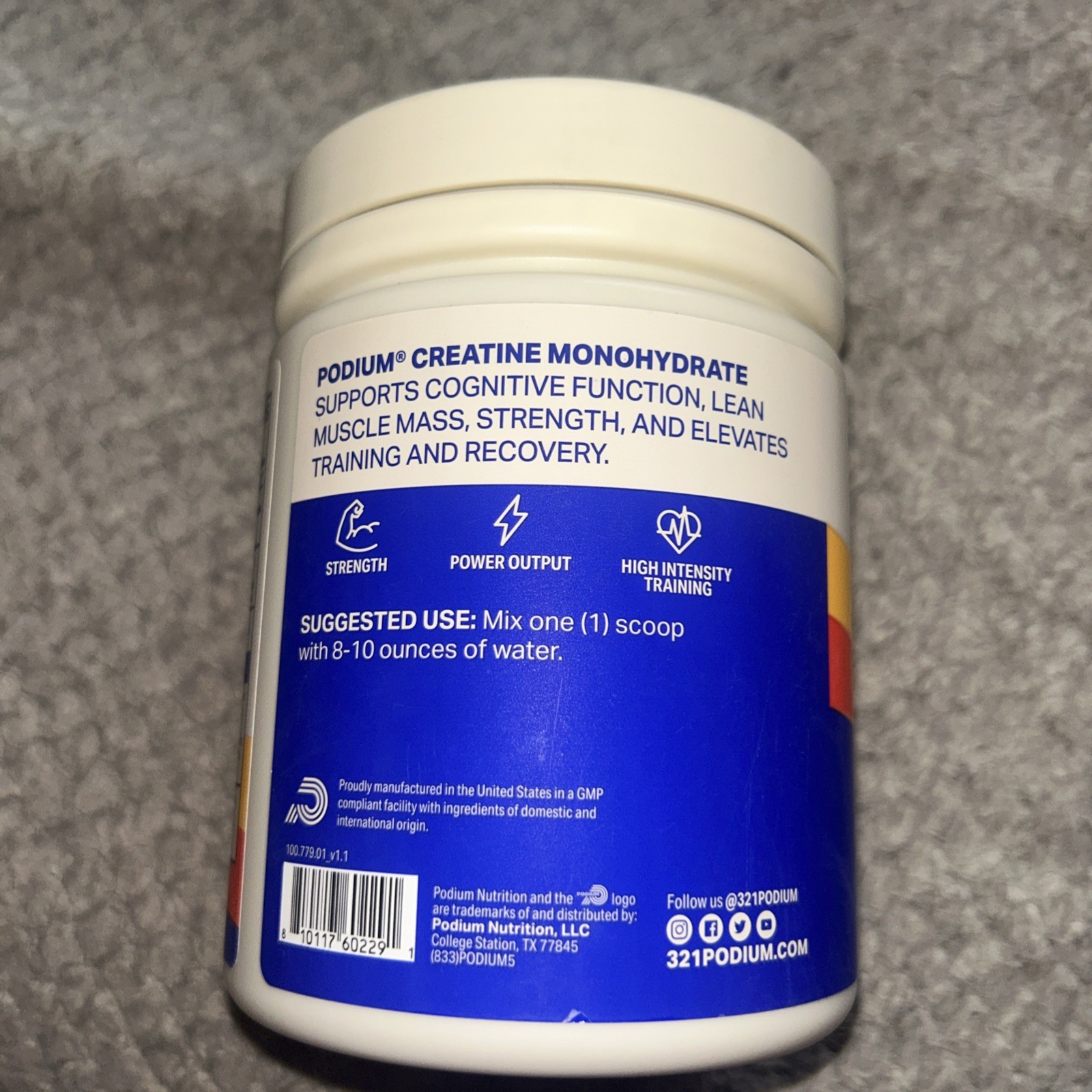 Podium Nutrition Creatine Monohydrate Energy Drink Unflavored 8.82oz/50 Servings