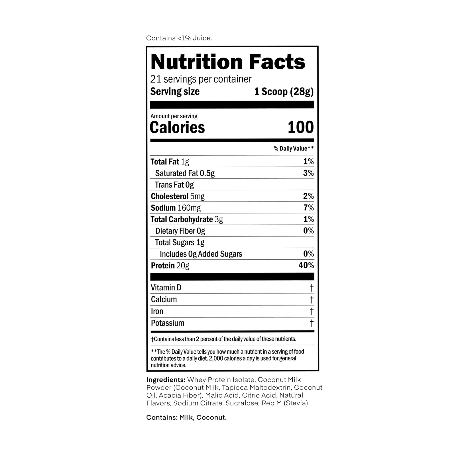 Clear Whey Isolate Protein Powder, Coconut Colada, 20g Complete Protein per S…
