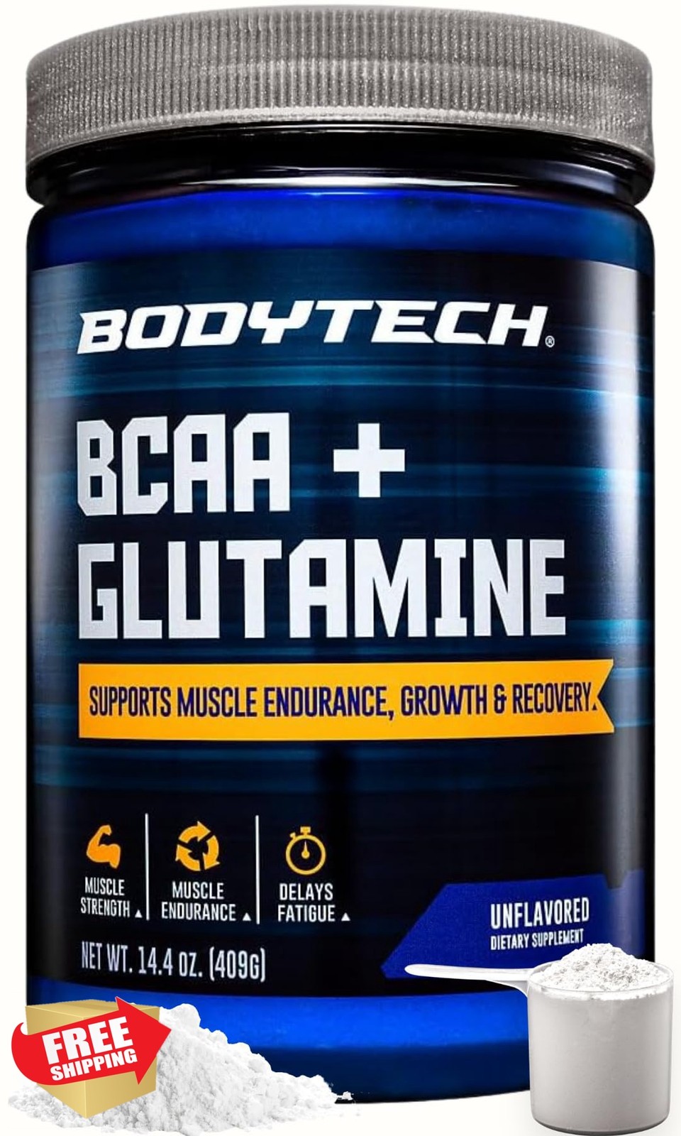 BodyTech BCAA Glutamine Unflavored 14.4oz Powder