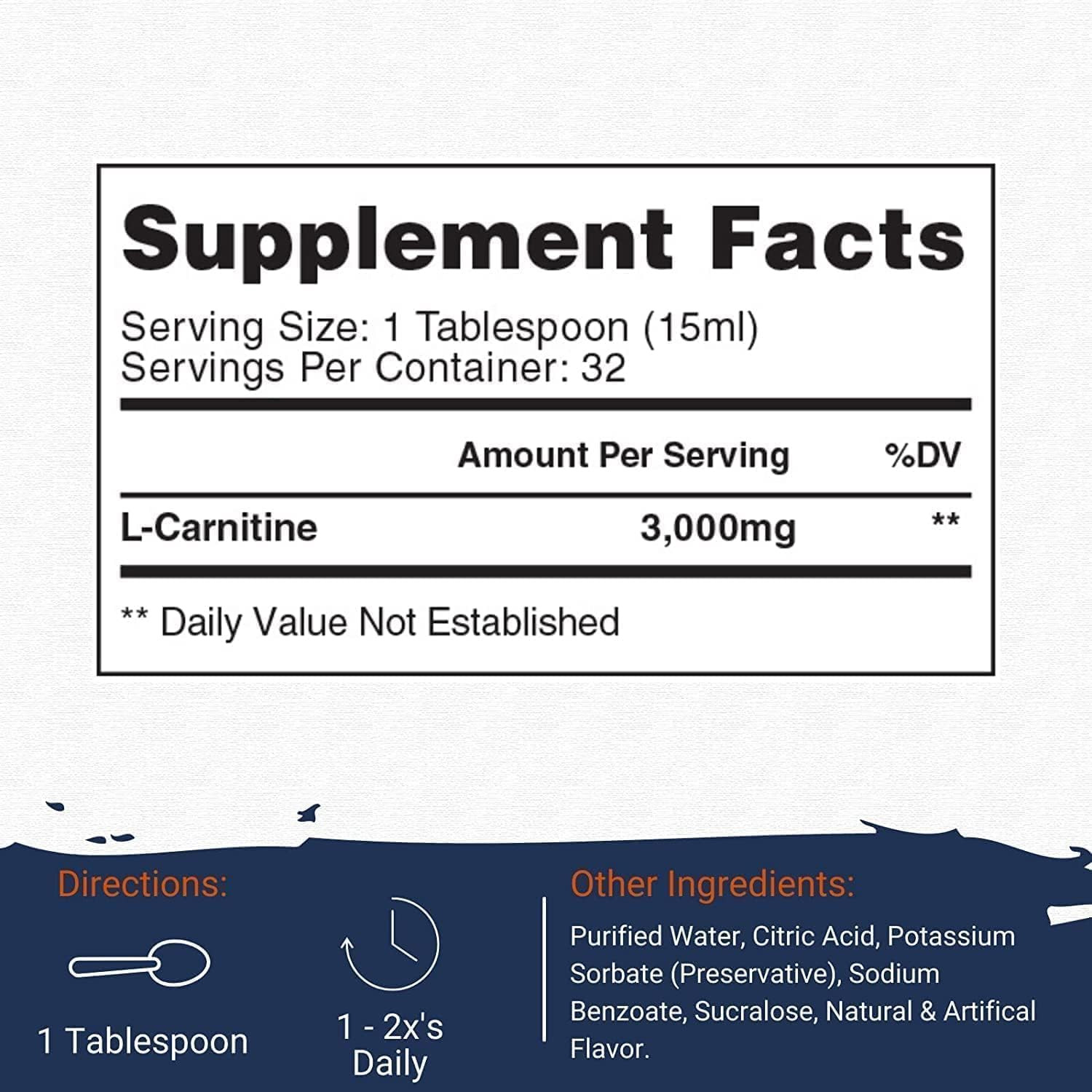 GASPARI NUTRITION LIQUID CARNITINE 3000 Maximum Strength Fat Burner 32 Servings