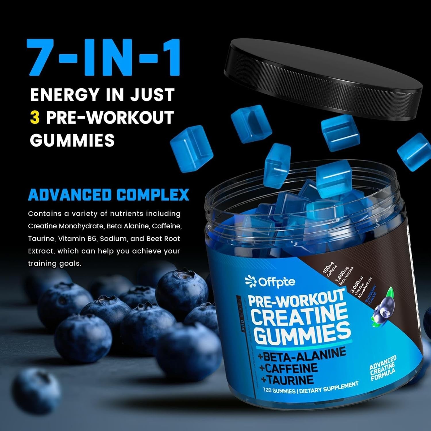 PRE WORKOUT GUMMIES FOR MEN, WOMEN CHEWABLE SUGAR FREE PREWORKOUT ENERGY GUMMIES