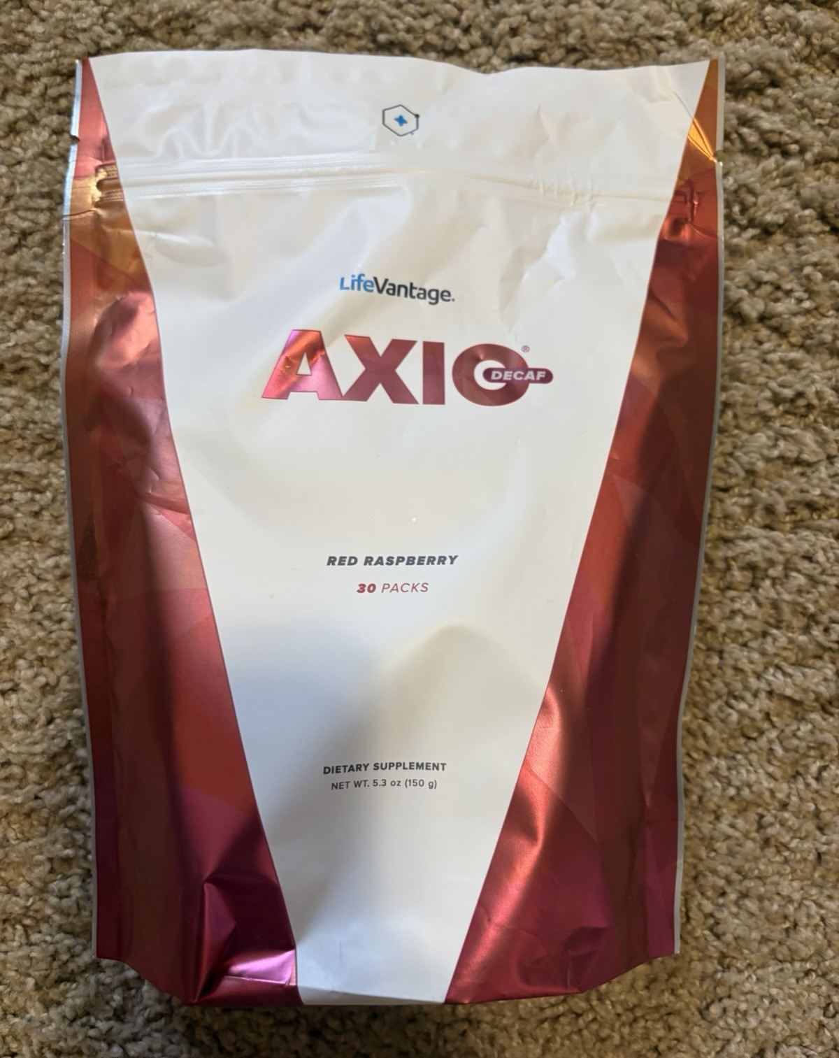 LifeVantage AXIO Decaf Red Raspberry Energy Electrolyte Powder Mix 30 Sticks