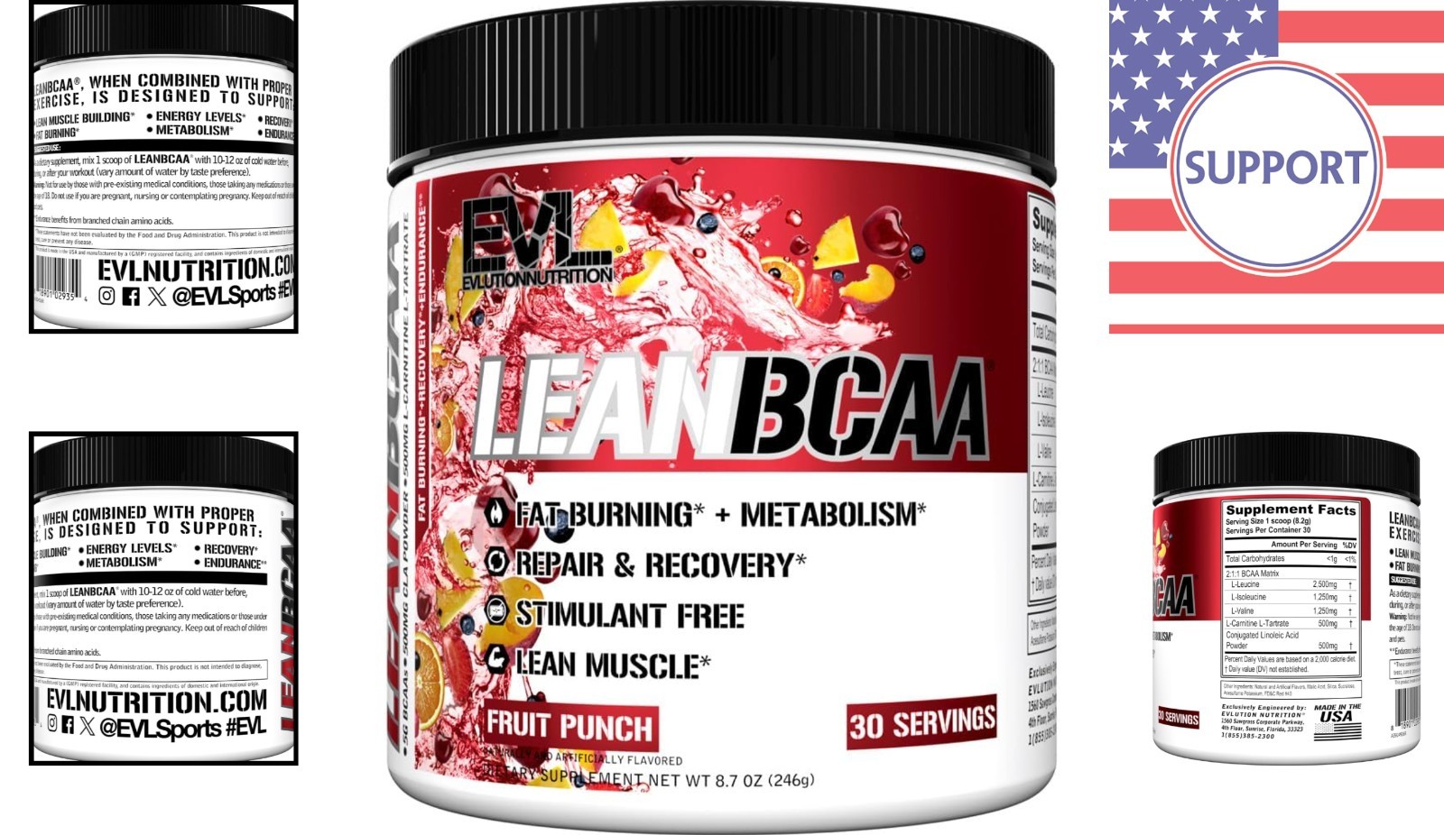 Weight Management BCAA Powder – Stimulant-Free with 2:1:1 Ratio, 30 Servings