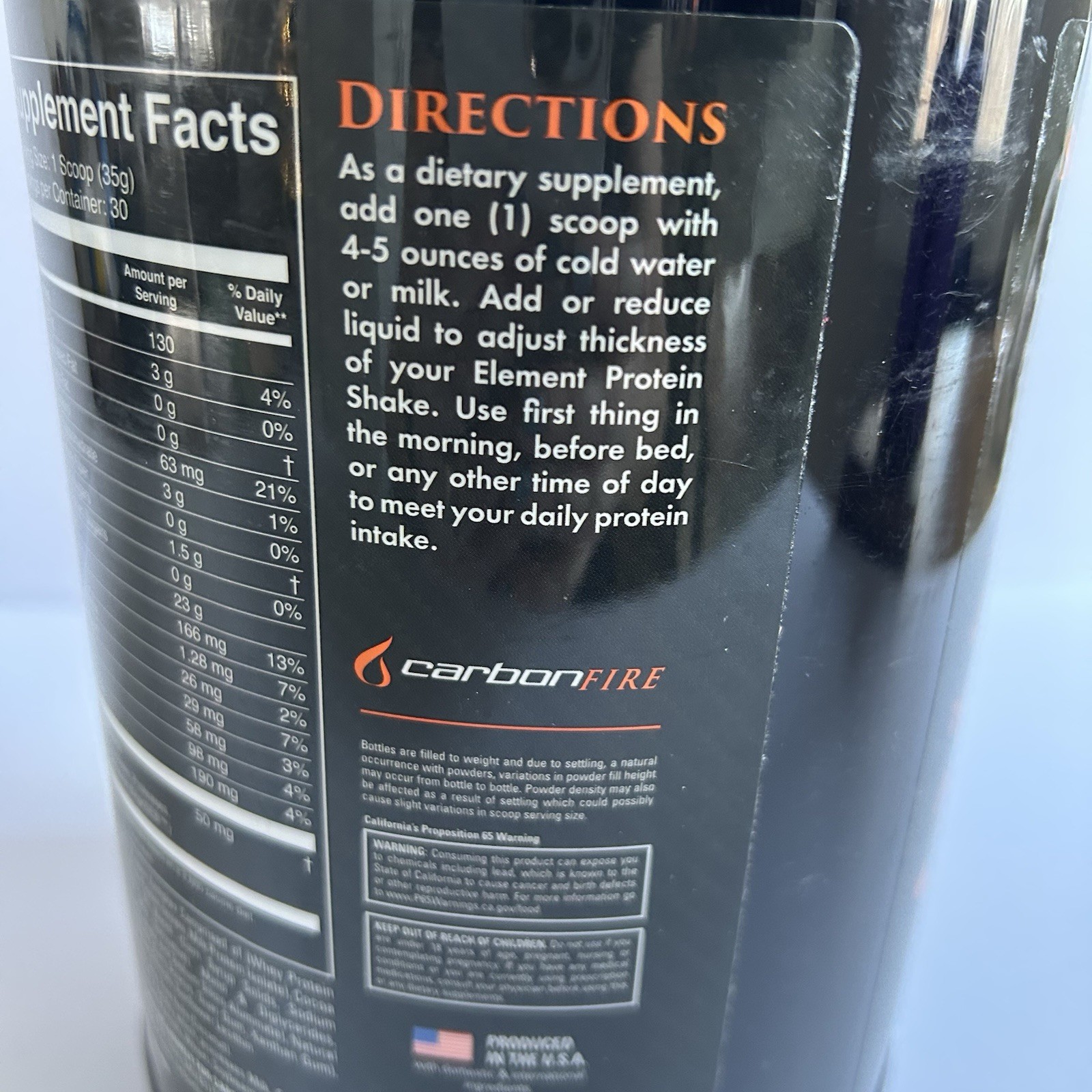 ELEMENT PROTEIN POWDER -CHOCOLATE LAVA CAKE 2.31 LB Exp7/27 Slow Digesting GF