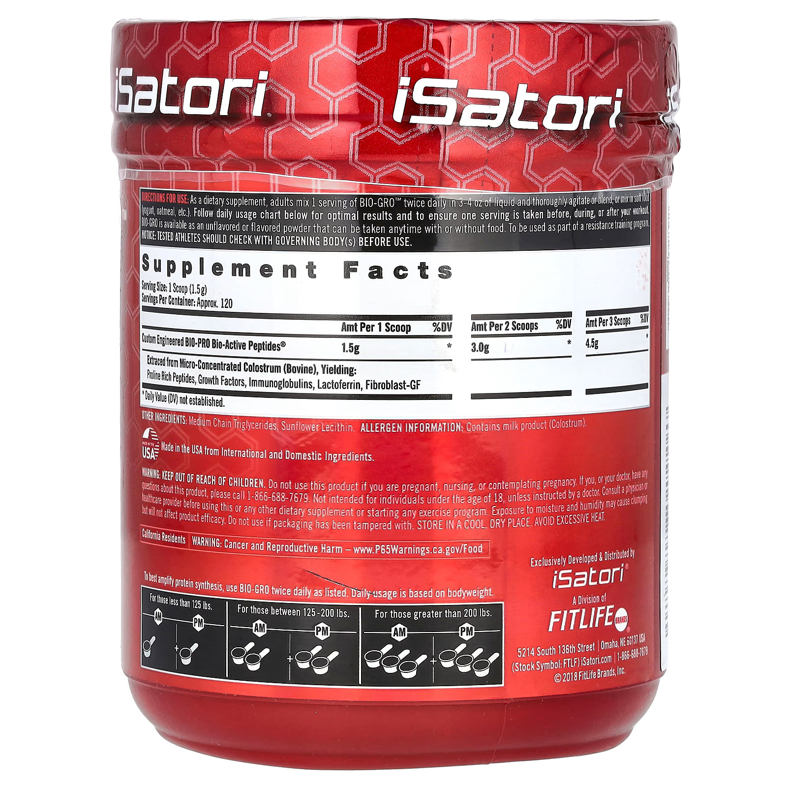 2 X Isatori, Bio-Gro, Protein Synthesis Amplifier, Unflavored, 6.35 oz (180 g)