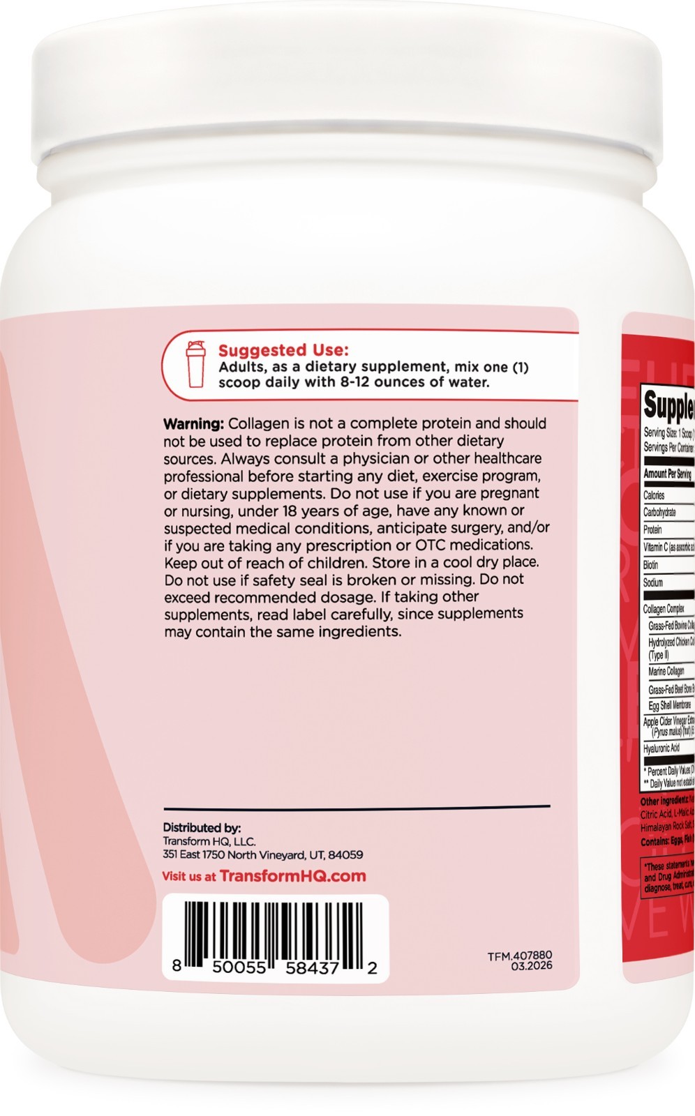 TransformHQ Beauty Collagen (30 Servings) Fruit Punch – Hair, Skin, & Nails