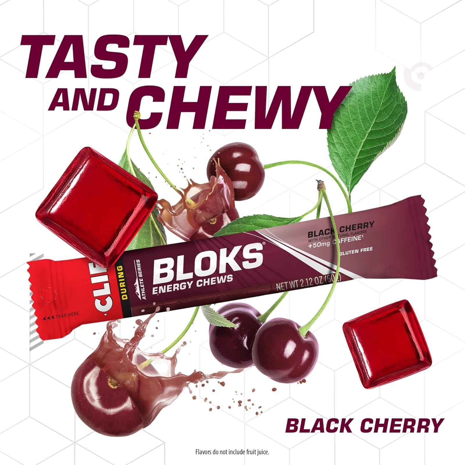 Clif Bloks Energy Chews Black Cherry Flavor 18 Packs with Caffeine