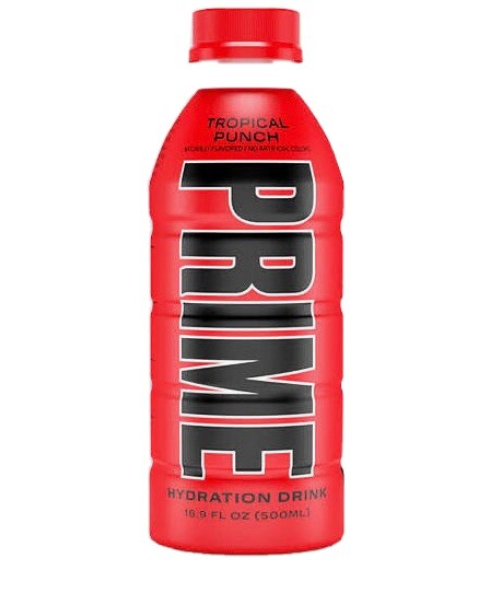 Prime Hydration Tropical Punch Drink x1 Bottle (RED) Sealed/Unopened 500ml (NEW)