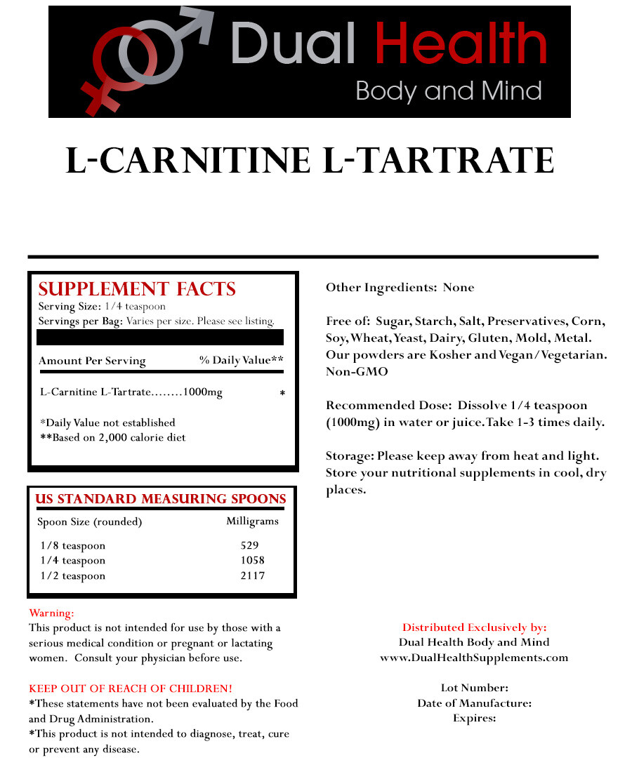 L-CARNITINE 2.5kg (5.5 lbs) Tartrate Powder Weight Loss Memory Muscle Recovery