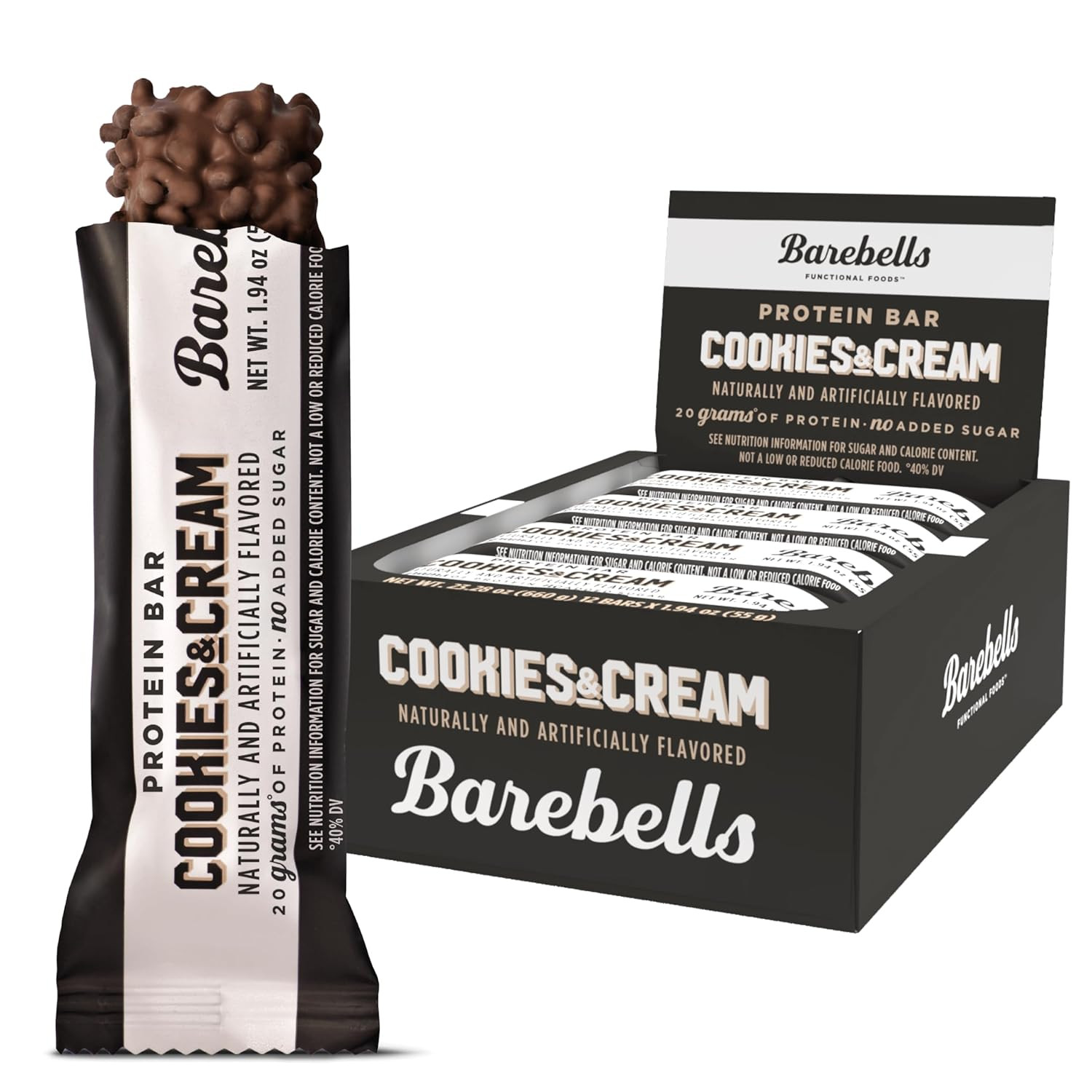 Protein Bars Cookies & Cream – 12 Count, 20G High Protein Treats – Chocolate Nut
