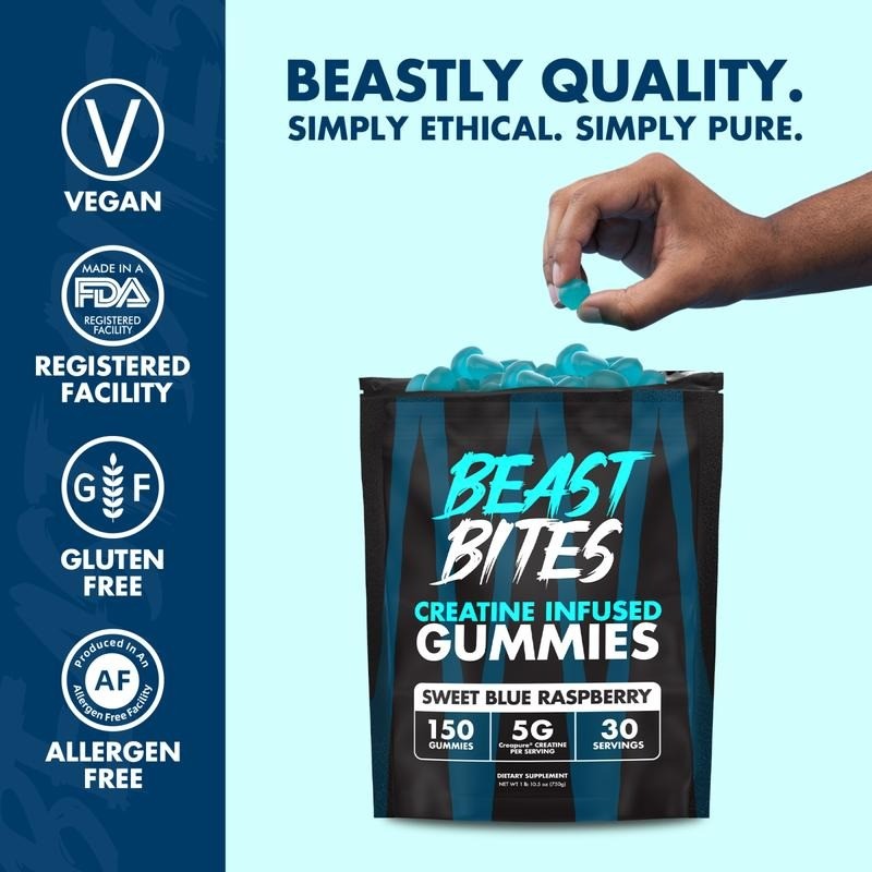 Creatine Infused Gummies – Beast Bites Madewith Creapure&NSF Certified for Sport