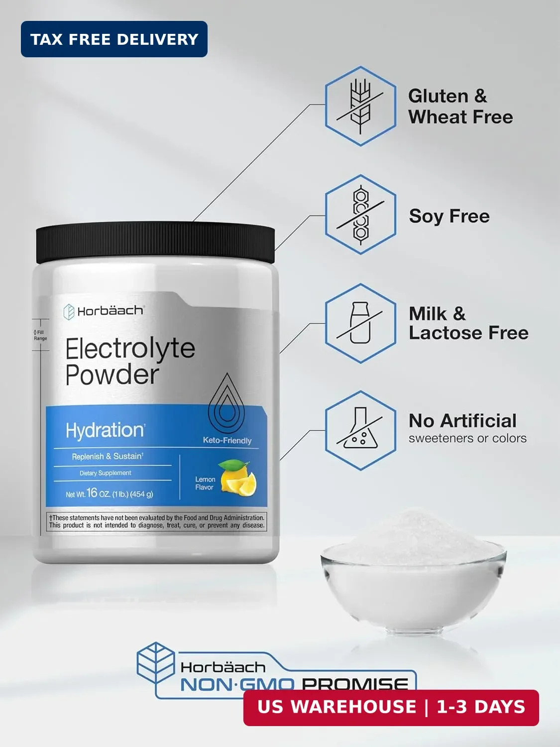 Electrolytes Powder | 16 oz | 130 Servings | Hydration Support | Keto-F