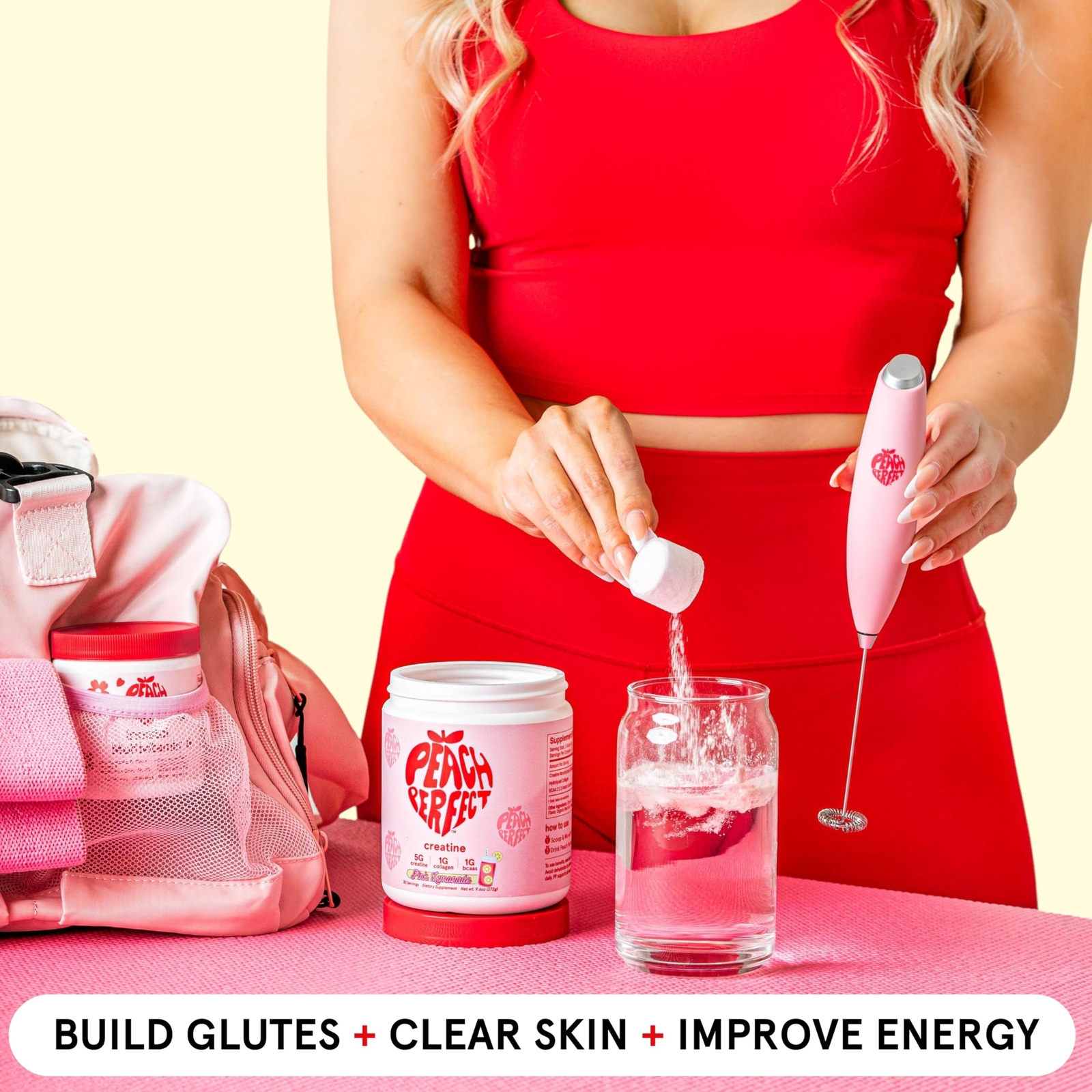 Peach Perfect Creatine Monohydrate Powder Pink Lemonade Glute Builder Creatin…