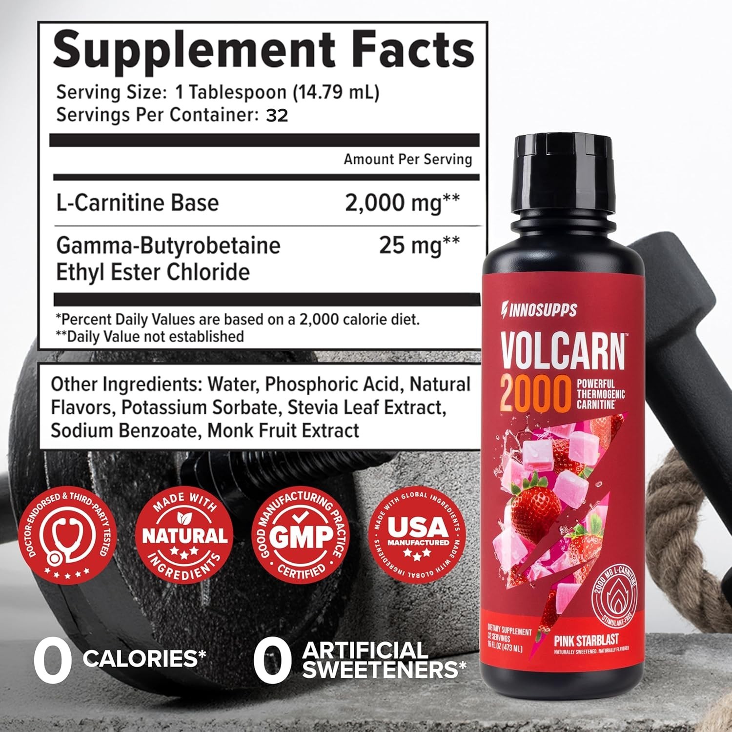 Caffeine-Free Advanced Energy Formula – Volcarn 2000 in Pink Starblast Flavor