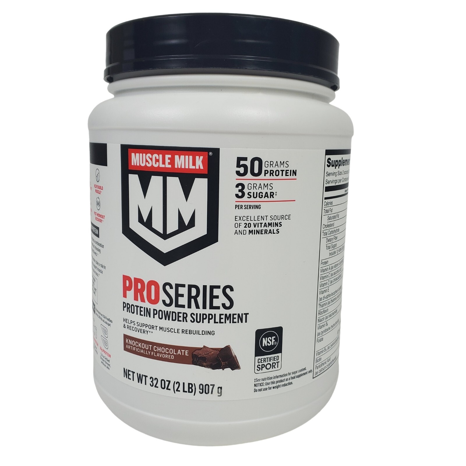 Muscle Milk Pro Series Protein Powder Supplement Knockout Chocolate 2 lb 08/25