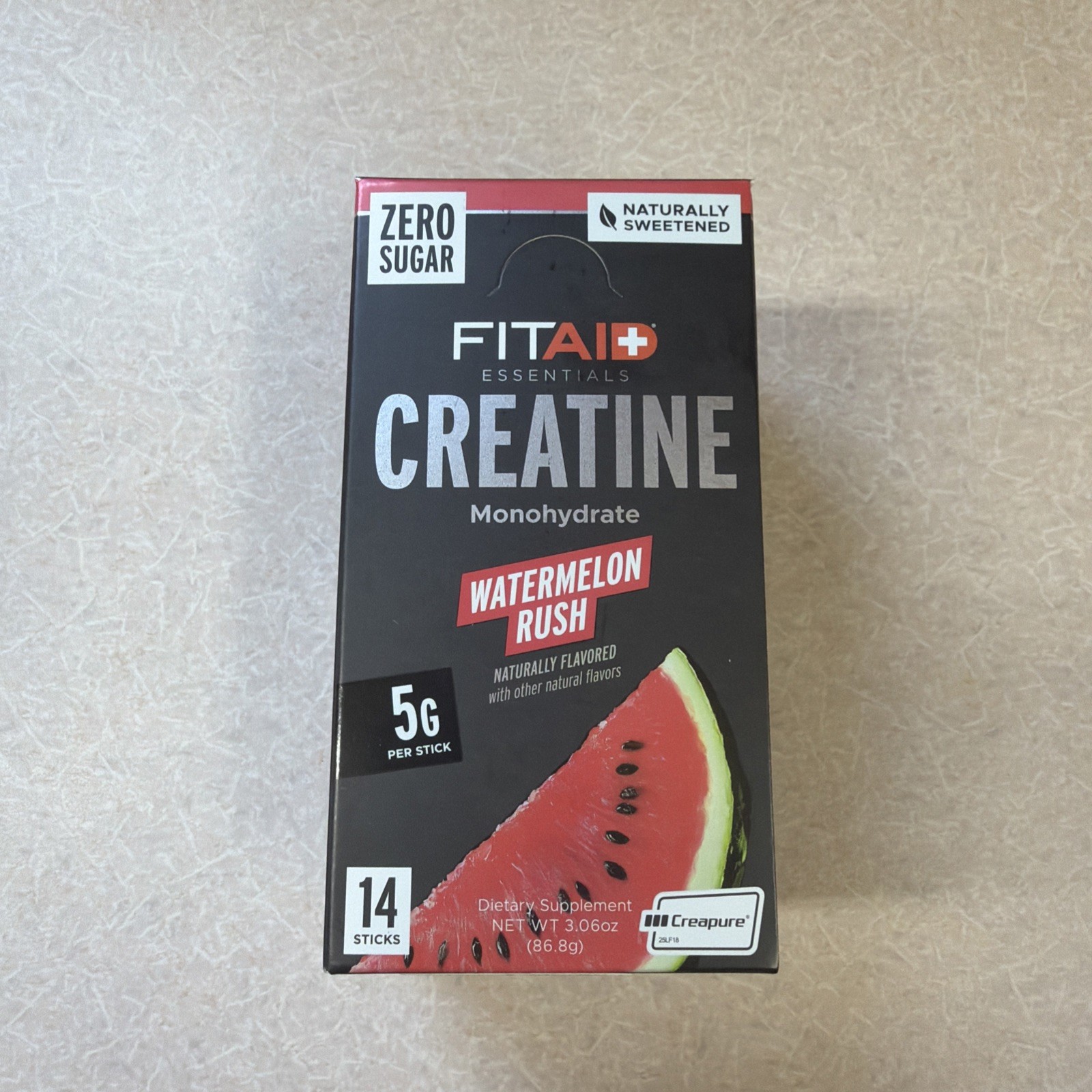 FITAID Creatine Powder, Watermelon Rush, 14 Packets, 14 Servings