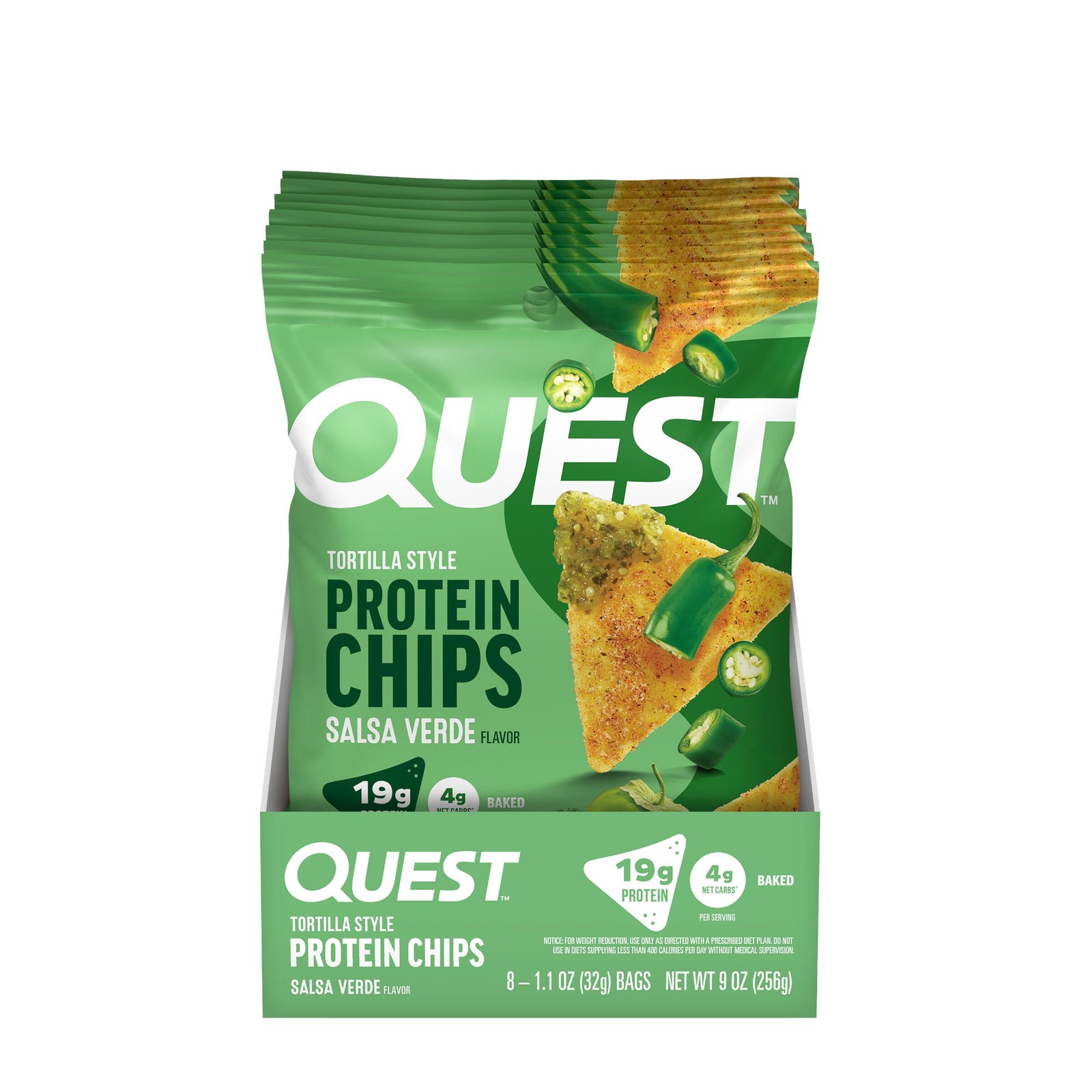 Tortilla Style Protein Chips – Salsa Verde (8 Bags)