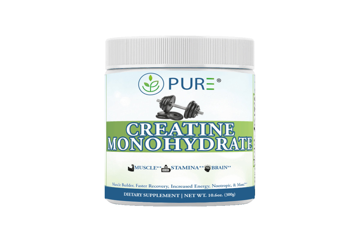 PURE Creatine Monohydrate Nootropic, Muscle Building, Faster Recovery (60 serv.)
