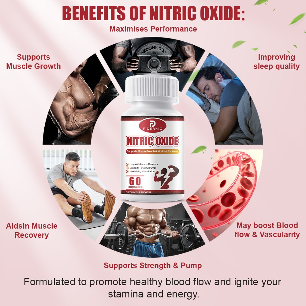 Nitric Oxide Booster Supplement w/ L-Arginine Premium Workout Muscle 60 Capsules