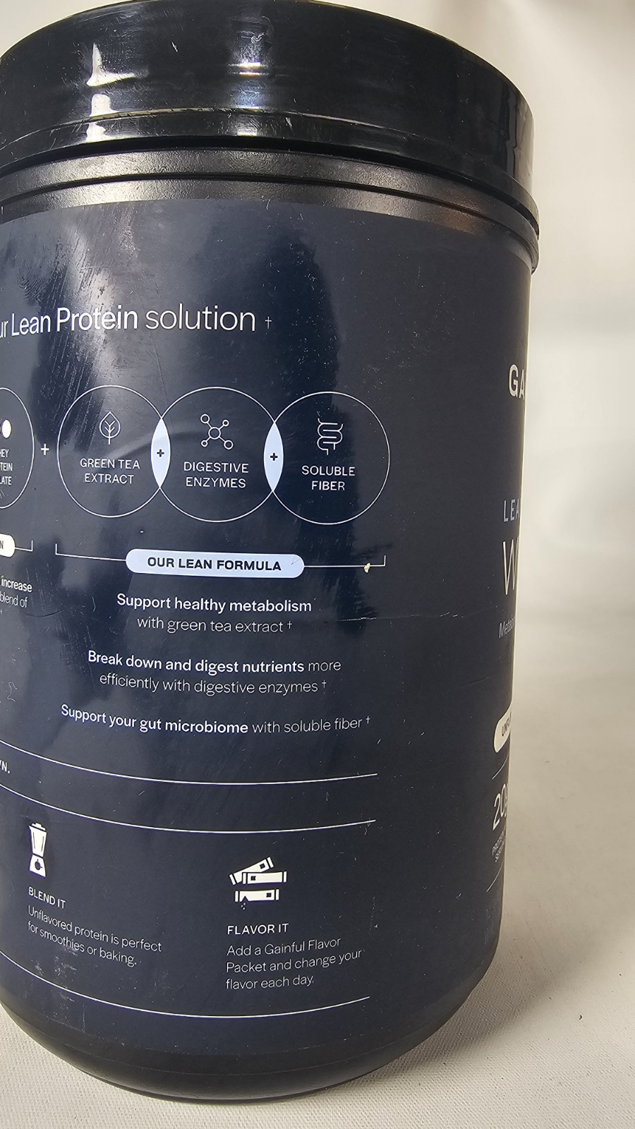 Lean Whey Protein Powder Unflavored Unsweetened 20g Gluten-Free 13.8oz 06/2027