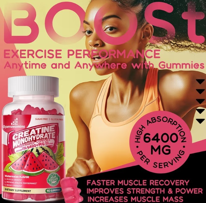 Creatine Monohydrate 6400+MG Watermelon Flavor 90 Ct Gummy