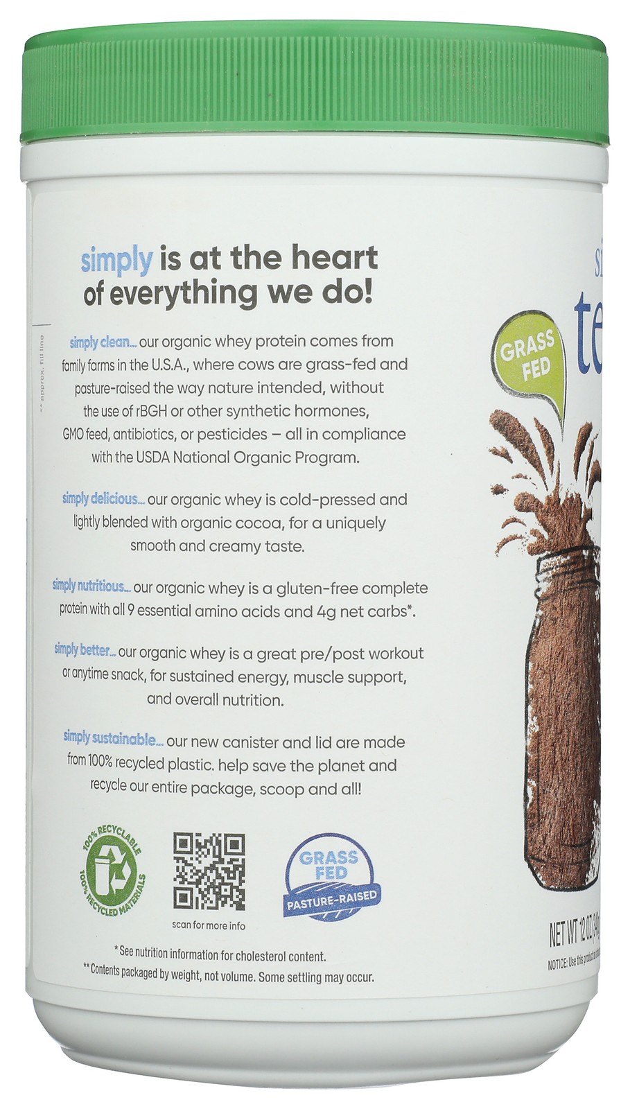 Simply Tera’S Organic Whey Protein Dark Chocolate 12 Oz 1 Pack