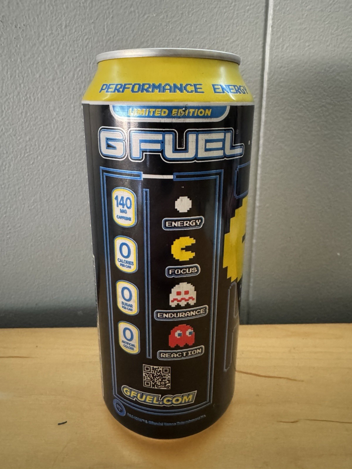 G-Fuel Pac Man Energy Drink Full Can 16 Fl Oz Cherry Lollipop Video Game Arcade