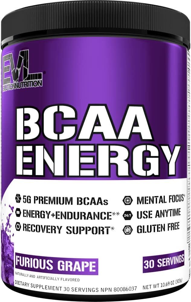 EVL Evlution Nutrition BCAA Energy Amino Acid Pre-Workout Powder – 30 & 65 Srv