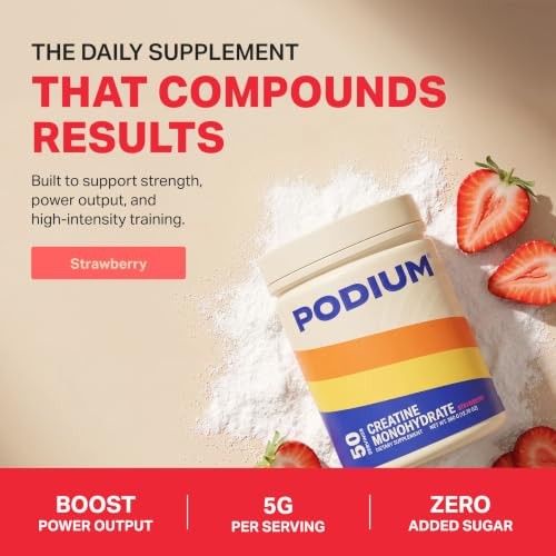 Creatine Monohydrate Powder 50 Servings Strawberry Athletic