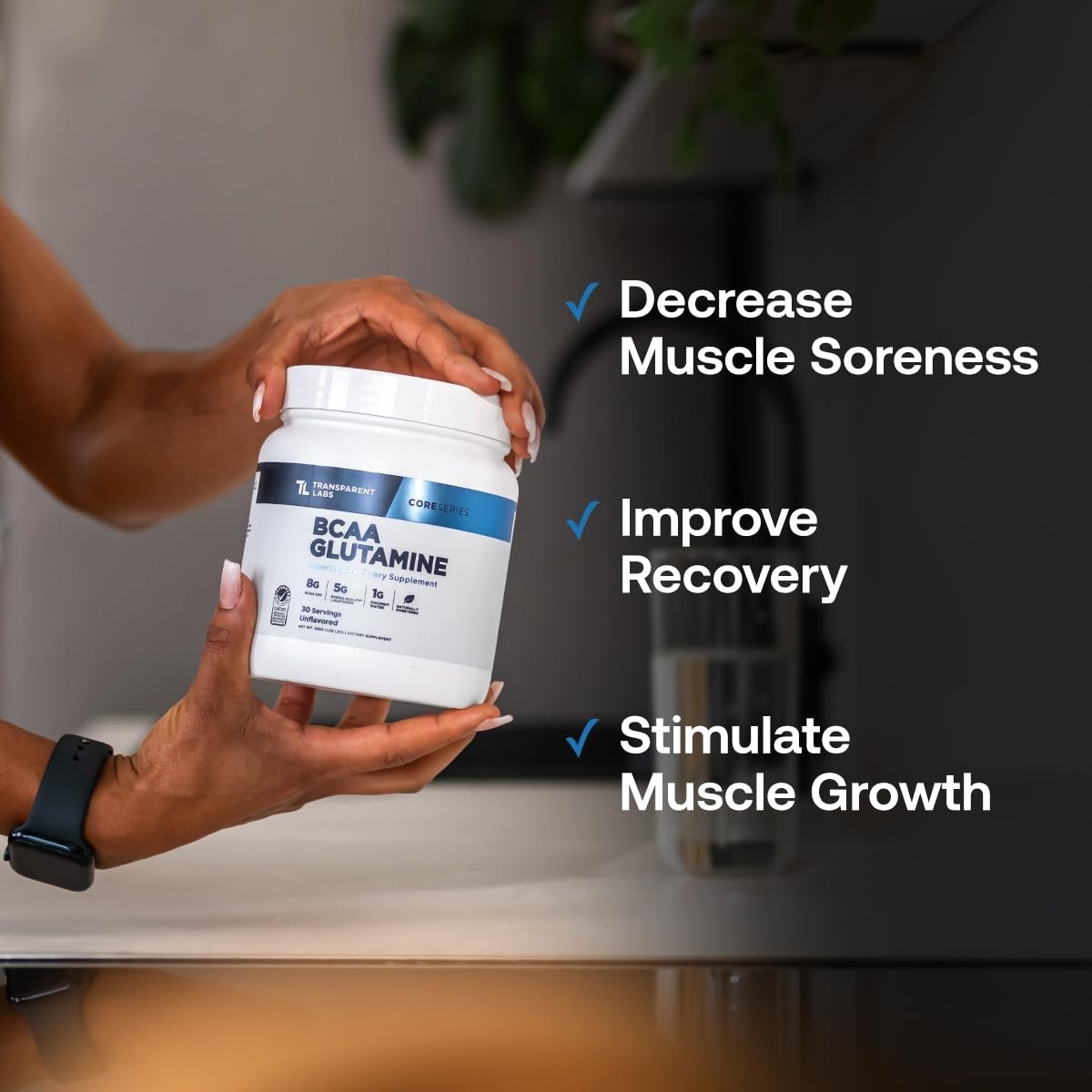 BCAA Glutamine Powder 8000mg – Muscle Recovery, Growth & Endurance – 30 Servings