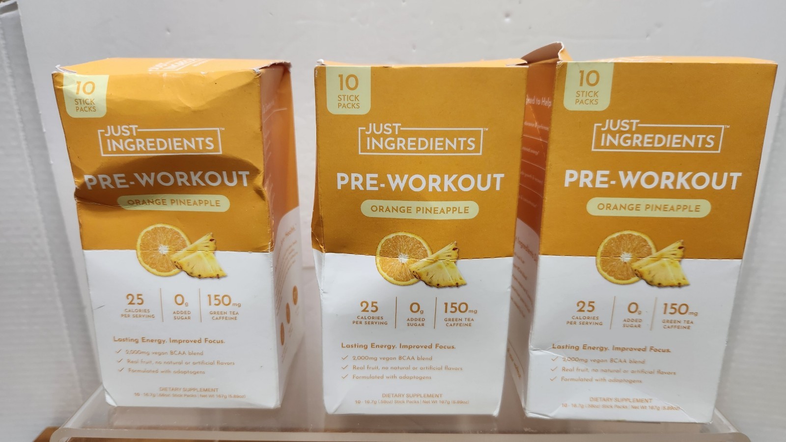 Just Ingredients Pre-Workout Orange Pineapple 30 Stick Packs Exp 12/2027