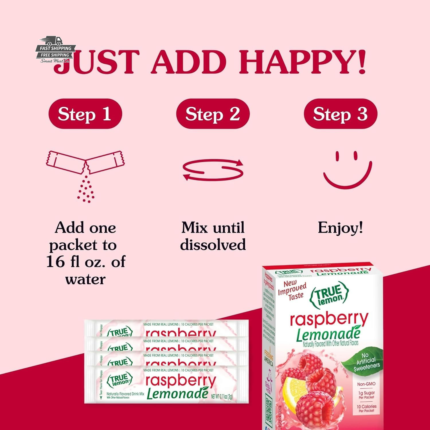 True Lemon Raspberry Lemonade Drink Mix 30 Count