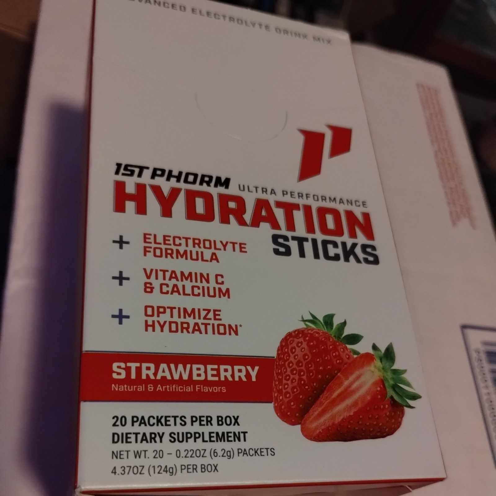 1st Phorm Hydration Sticks Strawberry Electrolyte Drink Mix 20 Pack Box New
