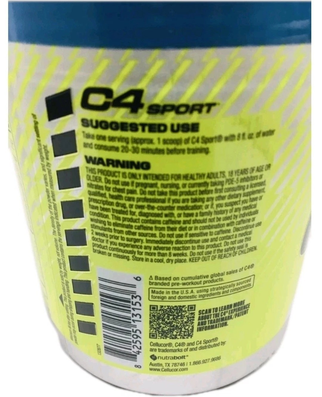 C4 Sport Pre-Workout – Icy Blue Razz – Size: 8.6 oz