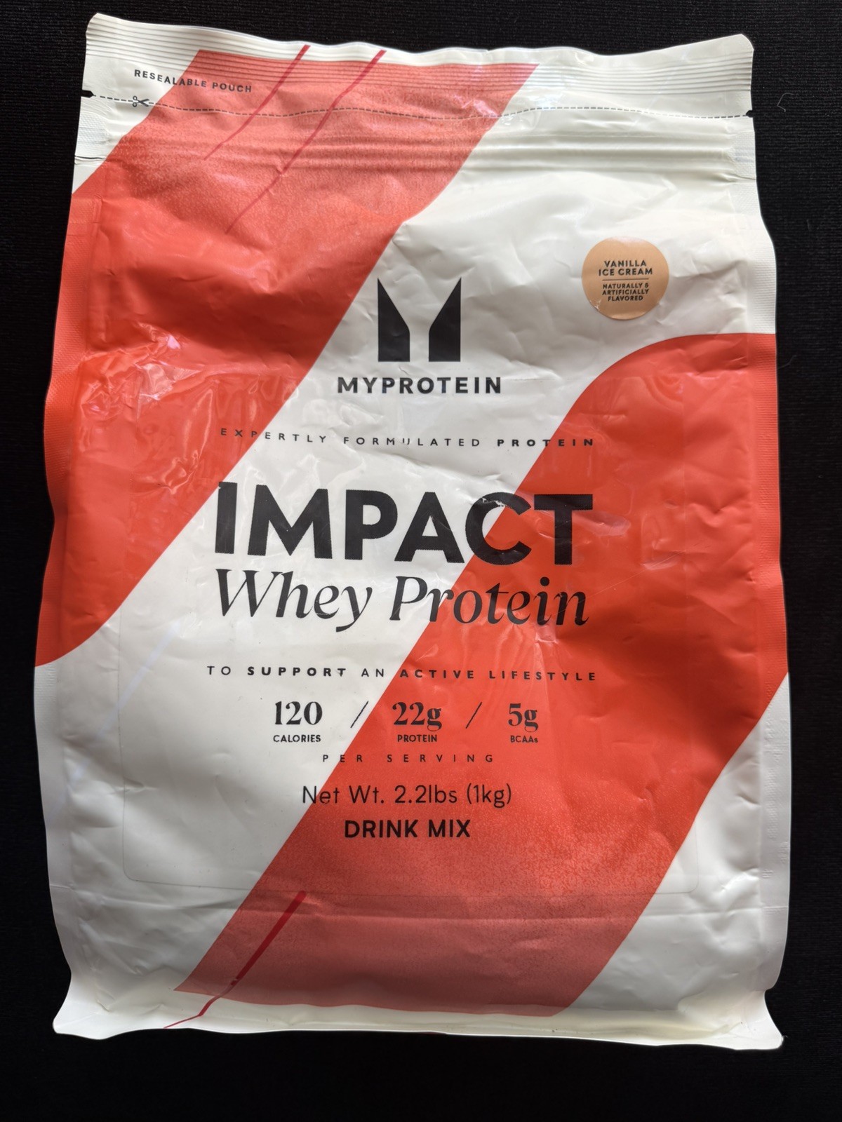 Myprotein Impact Whey Protein, 2.2 Lbs (40 Servings) Vanilla Ice Cream Flavor