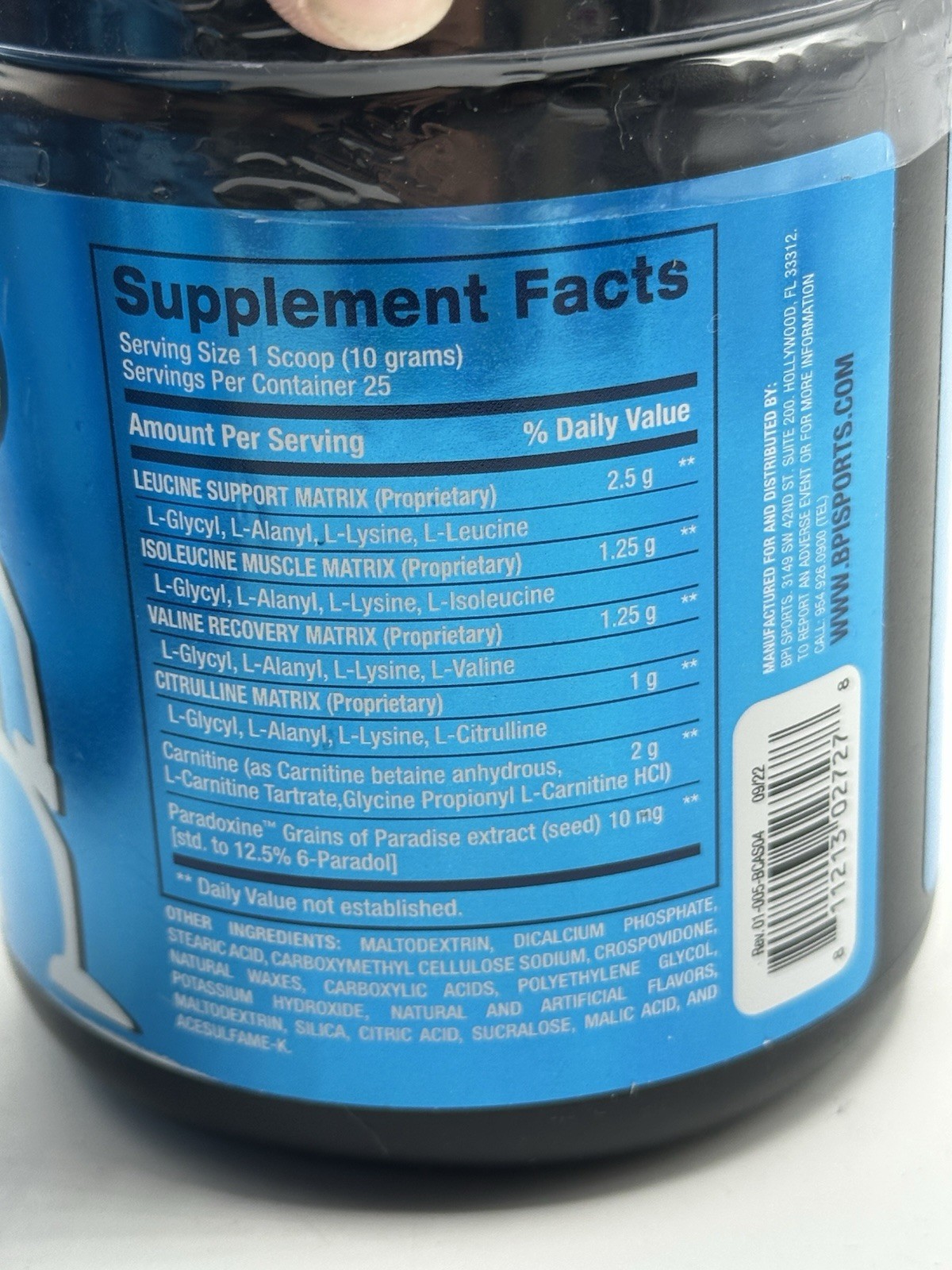 BPI Sports Best BCAA Shredded Blue Raz Muscle Recovery 9.7oz 25 Servings 5/27