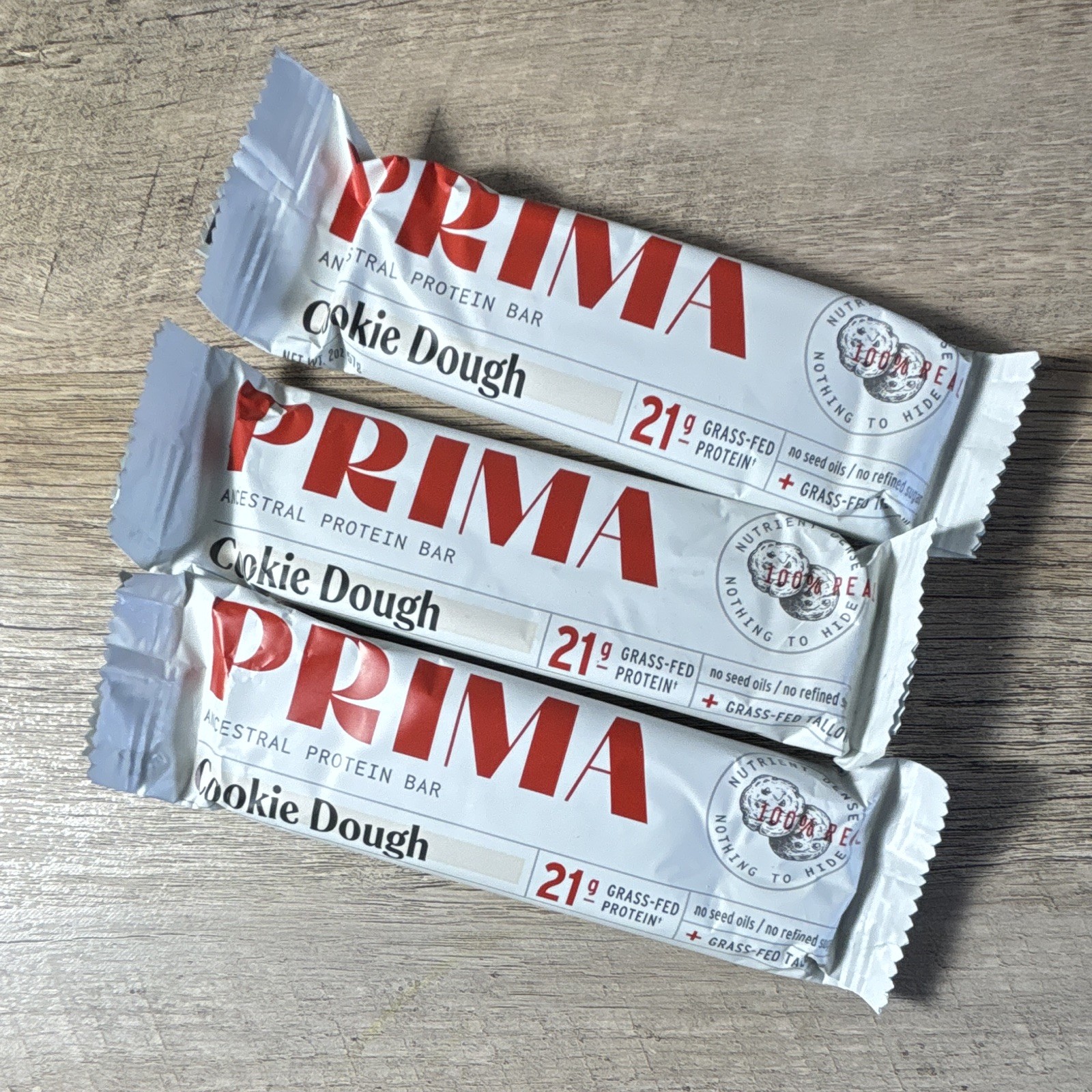PRIMA Ancestral Protein Bar Cookie Dough 21g Protein Grass Fed (3 Bars)
