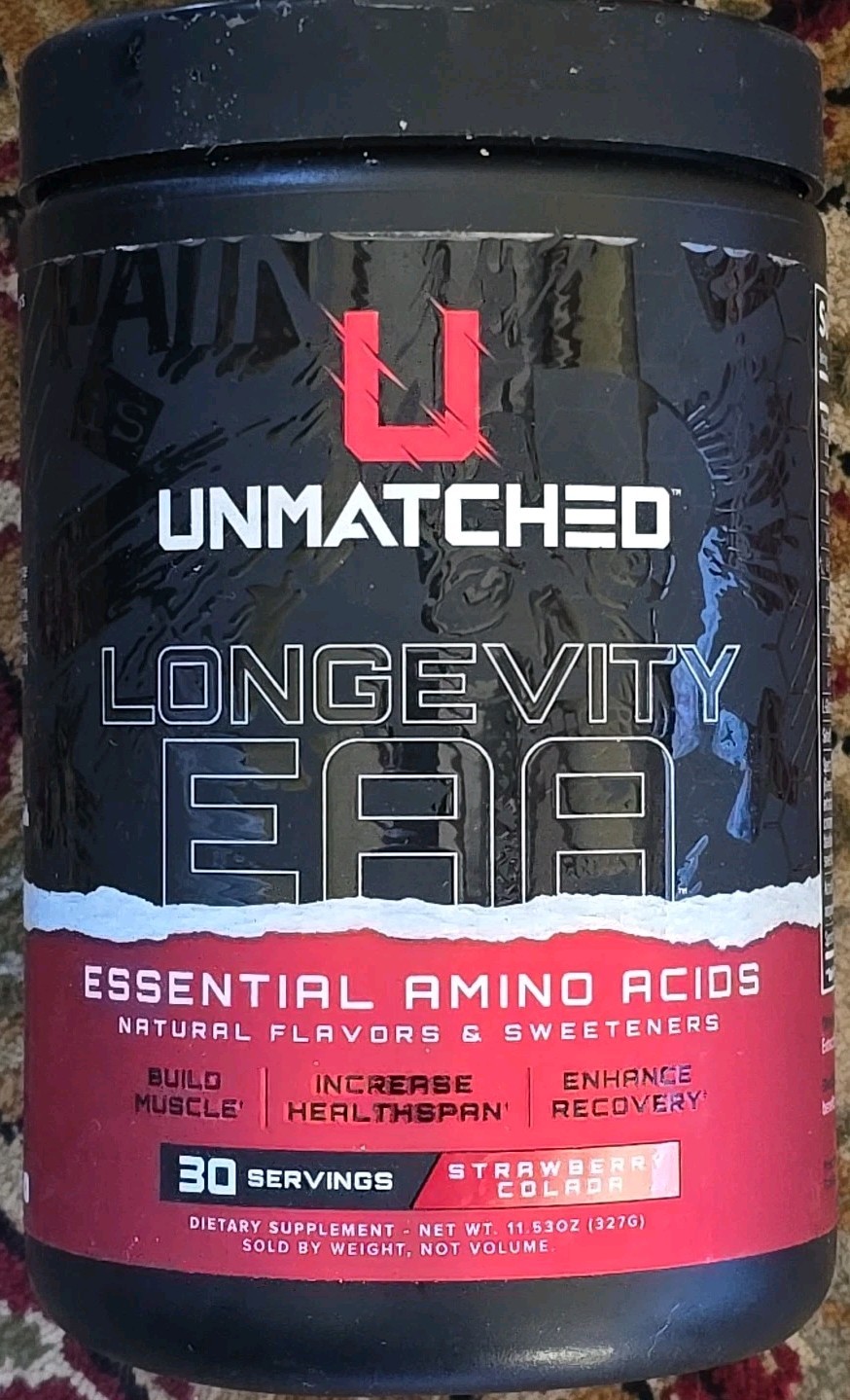 UNMATCHED Longevity EAA Essential Amino Acids Strawberry Colada, 11.5 oz