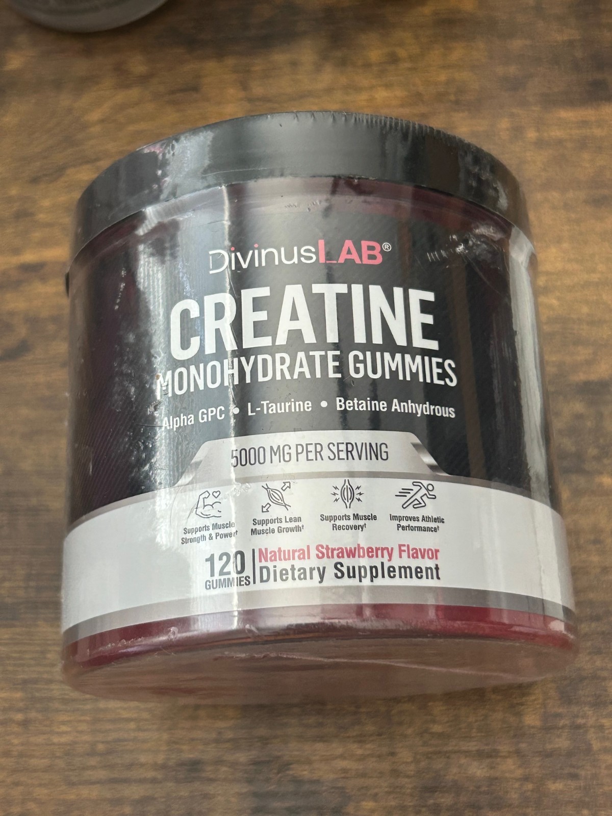 DivinusLab Creatine Monohydrate Gummies 5g Pre Workout For Building Muscle 120Ct