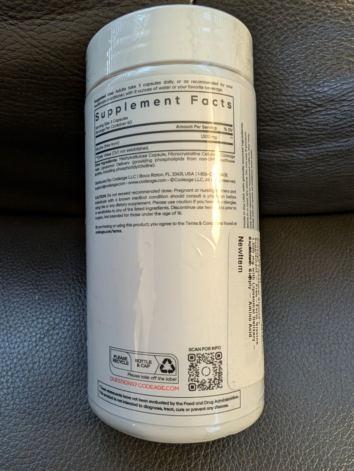Liposomal Glycine+ Supplement – 180 Vegetable Capsules (60 Servings)