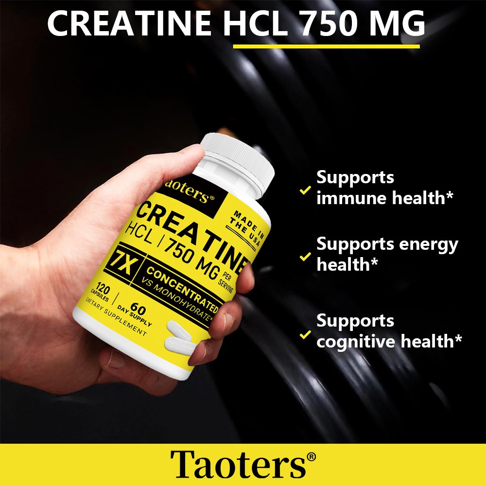 Creatine Hcl 750 Mg 30-120 Capsules Supports Immune Energy Health Muscle Growth