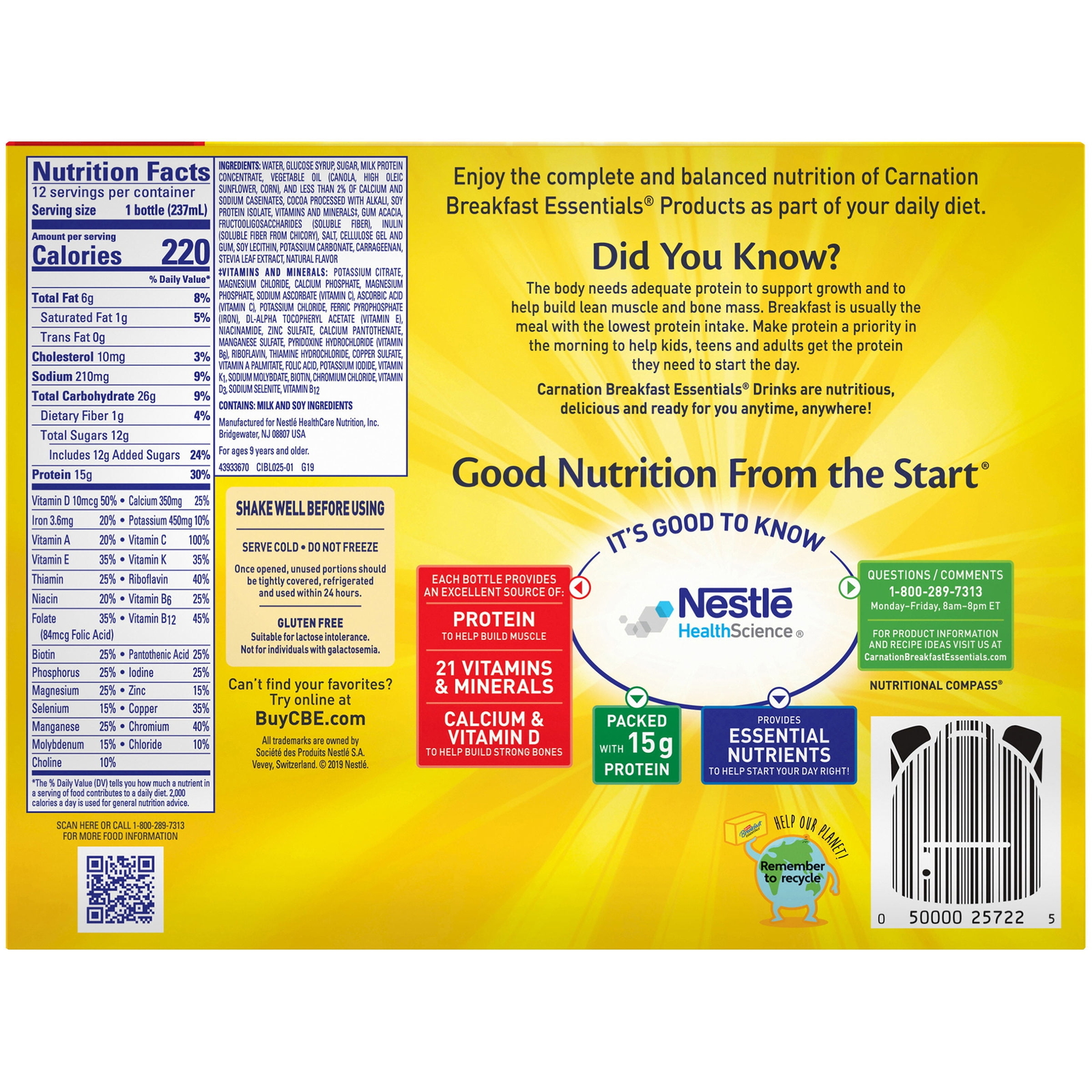 Carnation Breakfast Essentials High Protein Nutritional DrinkRich Milk Chocolate
